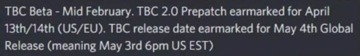 classic tbc release date leak